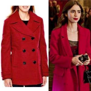 Lands' End Red Pea Coat